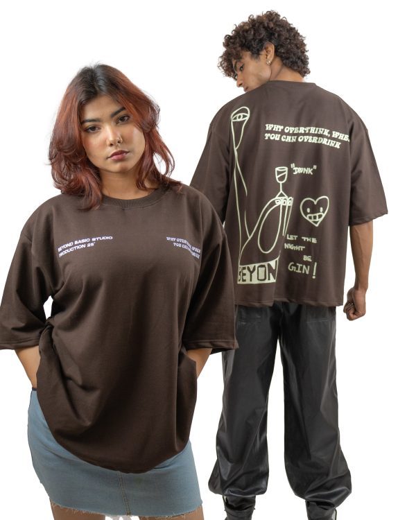 BEYOND DRUNK BROWN OVERSIZED T SHIRT - Image 2