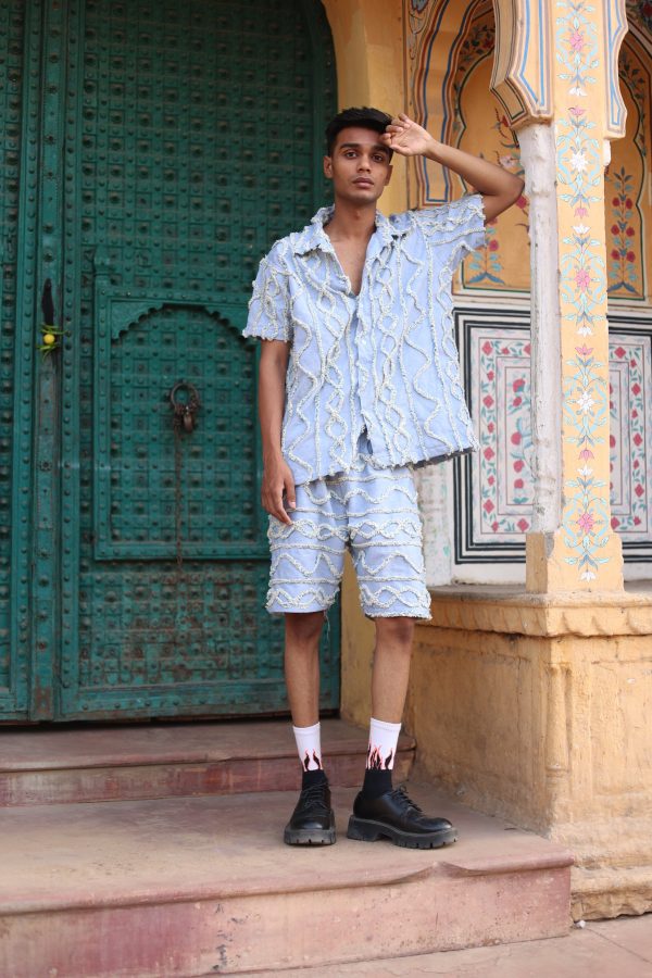 DENIM HANDWOVEN - SHORTS - Image 4
