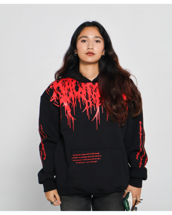 Oversized Red Flame Hoodie