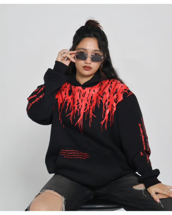 Oversized Red Flame Hoodie - Image 2