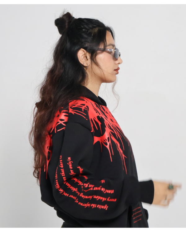 Oversized Red Flame Hoodie - Image 3