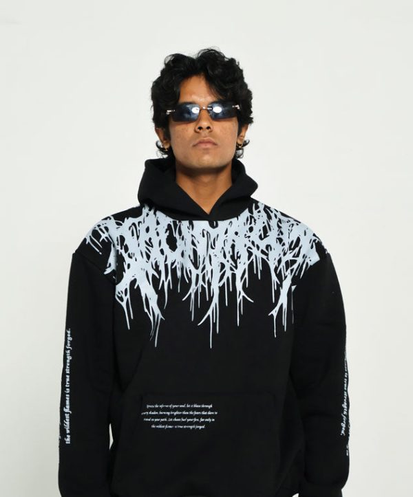 Oversized Grey Flames Hoodie - Image 2