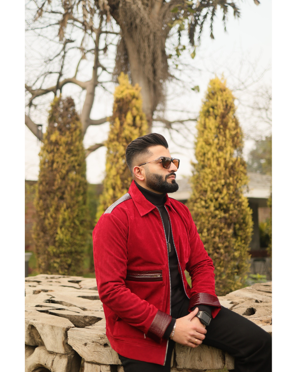Carmine Red Suede Jacket