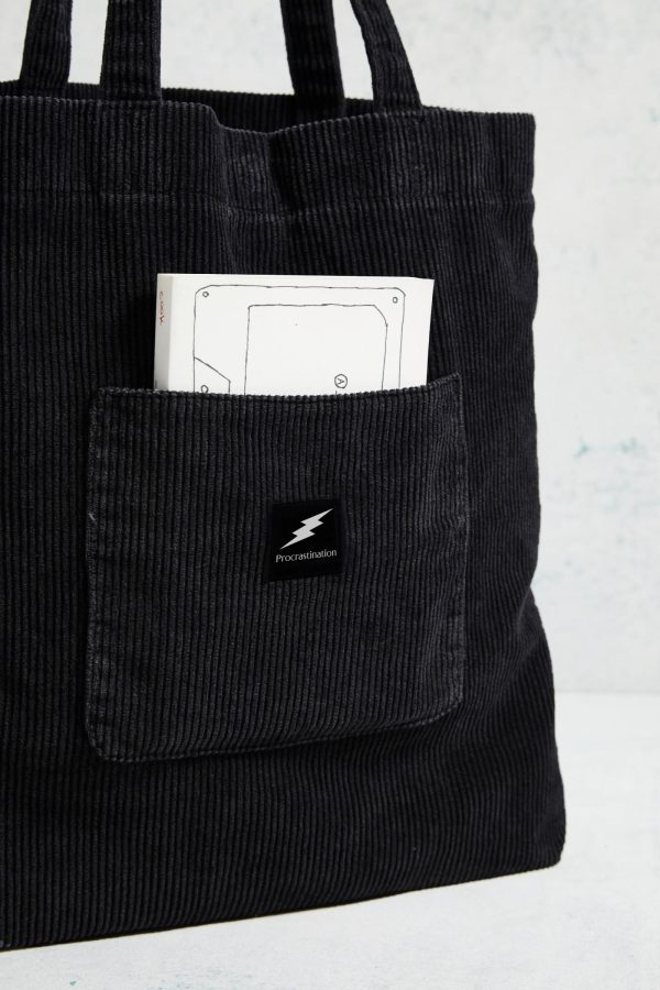 Black Corduroy Tote Bag - Image 3