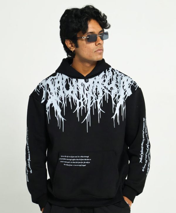 Oversized Grey Flames Hoodie - Image 5