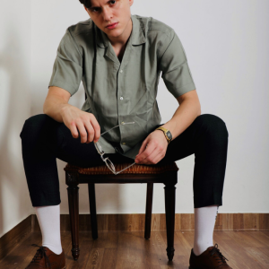 Camp collar shirt – Olive Green