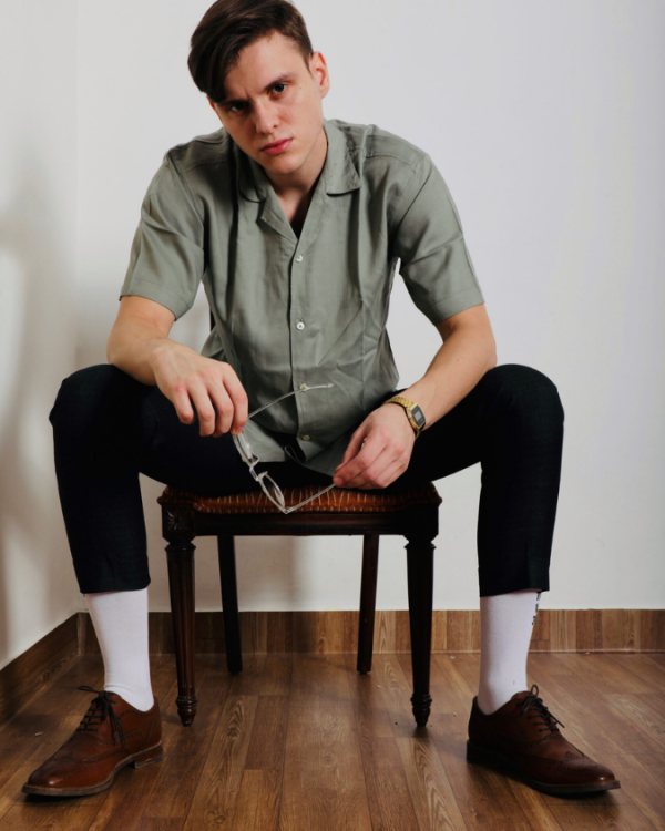 Camp collar shirt – Olive Green