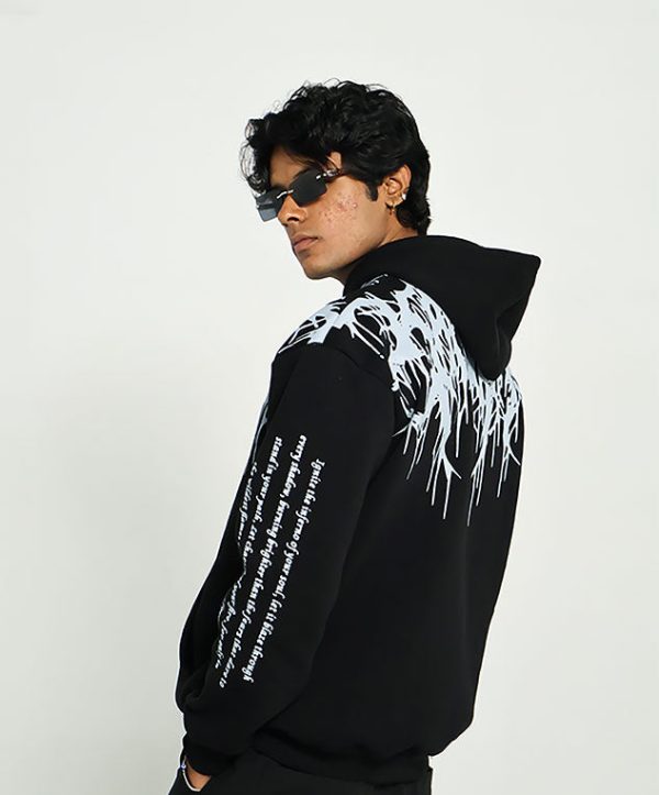 Oversized Grey Flames Hoodie - Image 4
