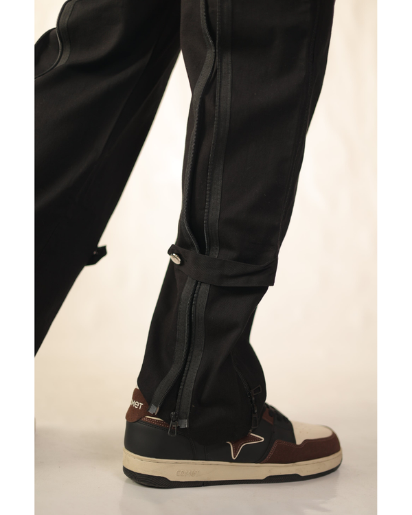 Black Zipper Cargo Pants