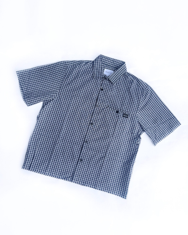 Vintage Checked Crop Shirt – Blue