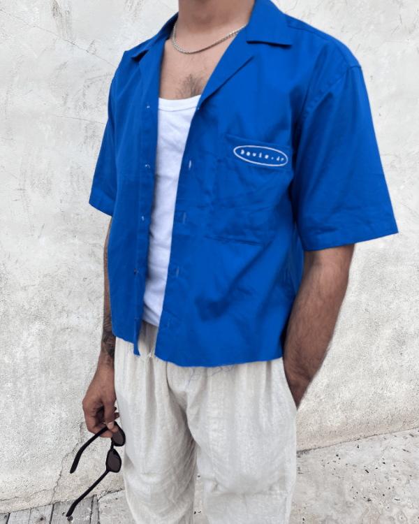 Blue Cropped Shirt
