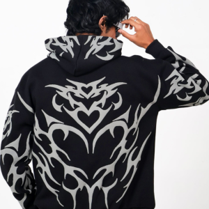 Tribal Oversized Black Hoodie