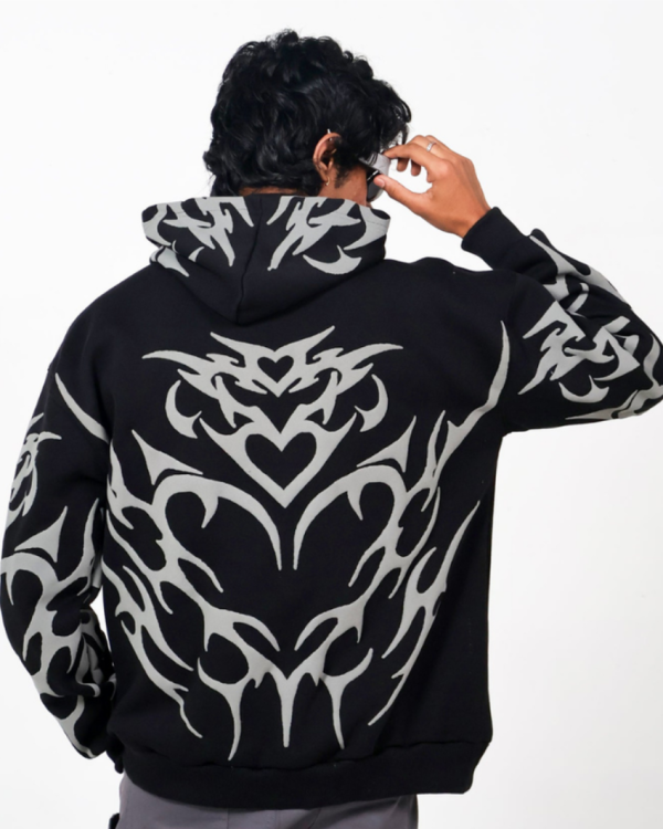 Tribal Oversized Black Hoodie