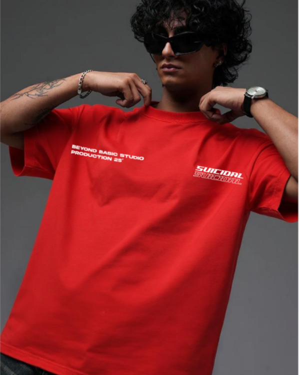 SUCIDAL RED OVERSIZED T SHIRT