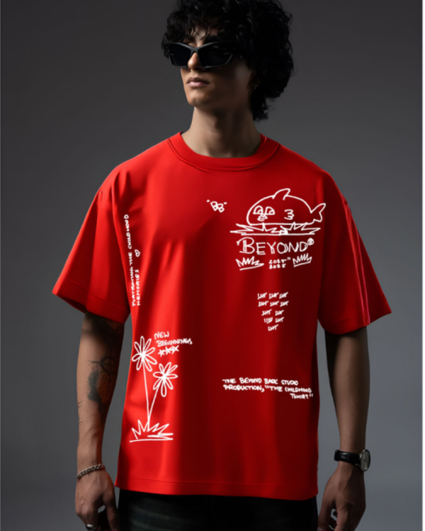 CHILDHOOD RED OVERSIZED T SHIRT