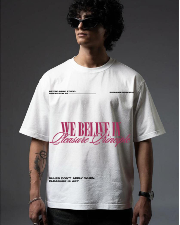 PLEASURE PRINCIPLE WHITE OVERSIZED T SHIRT
