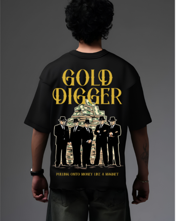 GOLD DIGGER BLACK OVERSIZED T SHIRT