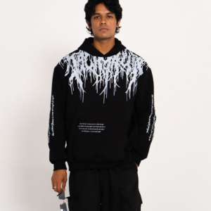 Oversized Grey Flames Hoodie