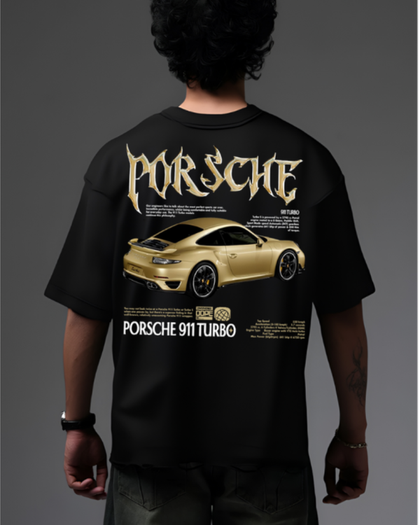PORSHE BLACK OVERSIZED T SHIRT