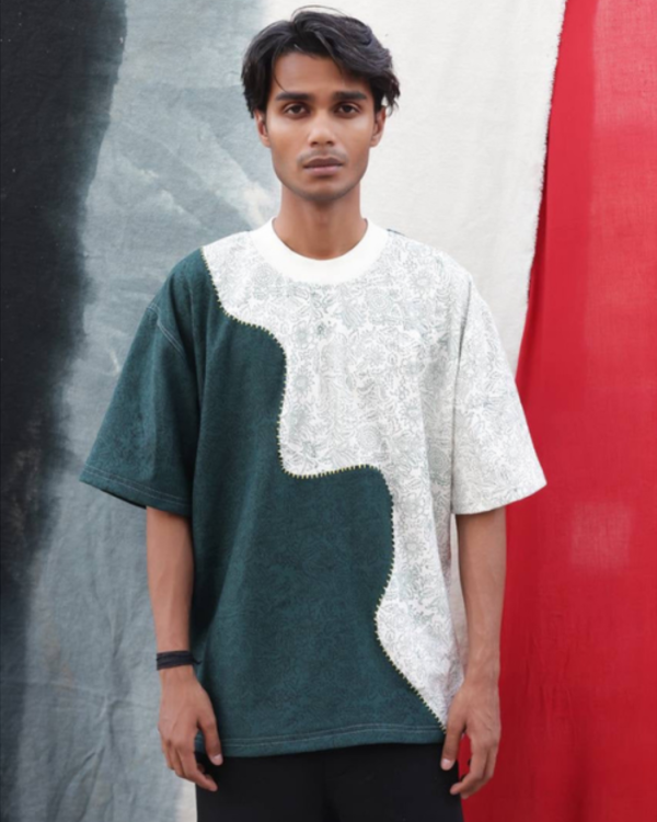 GREEN-WHITE FUSION - Tshirt