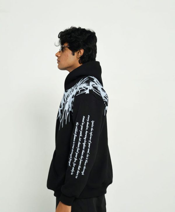 Oversized Grey Flames Hoodie - Image 3