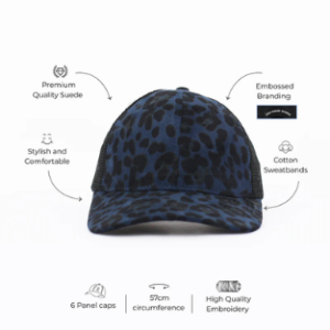 Animal Print Faux Suede and Mesh Colourblocked Cap