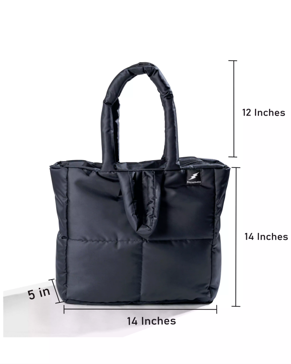 Black Quilted puffer Tote Bag - Image 2