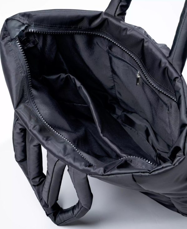 Black Quilted puffer Tote Bag - Image 5