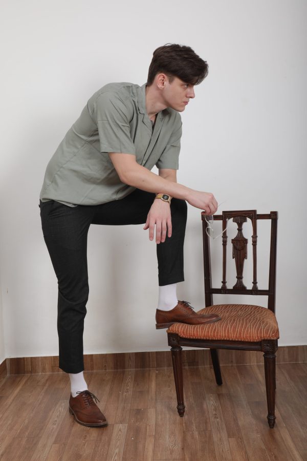 Camp collar shirt – Olive Green - Image 2
