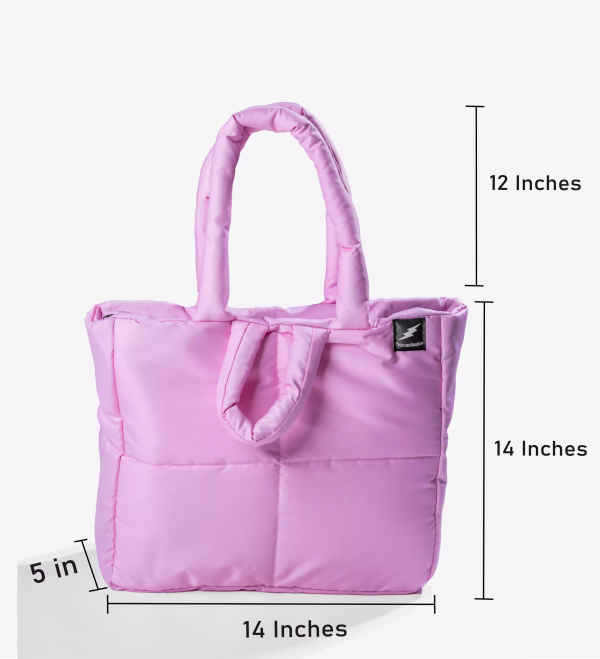 Pink Quilted puffer Tote Bag - Image 2