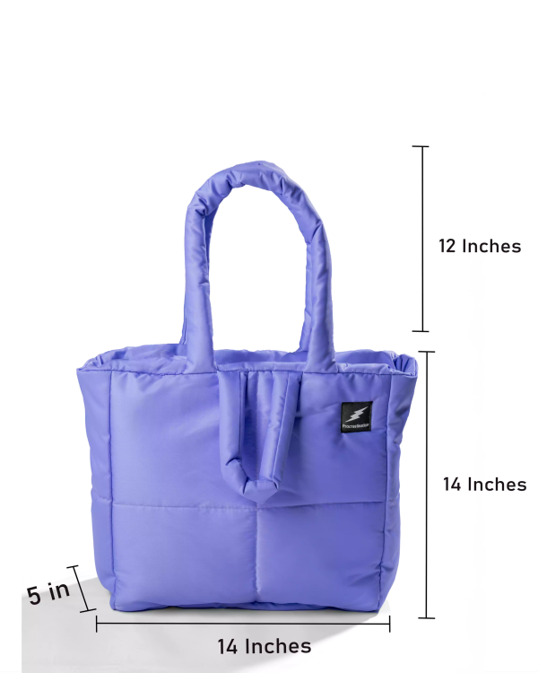Purple Quilted puffer Tote Bag - Image 2