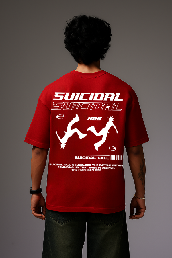 SUCIDAL RED OVERSIZED T SHIRT - Image 2