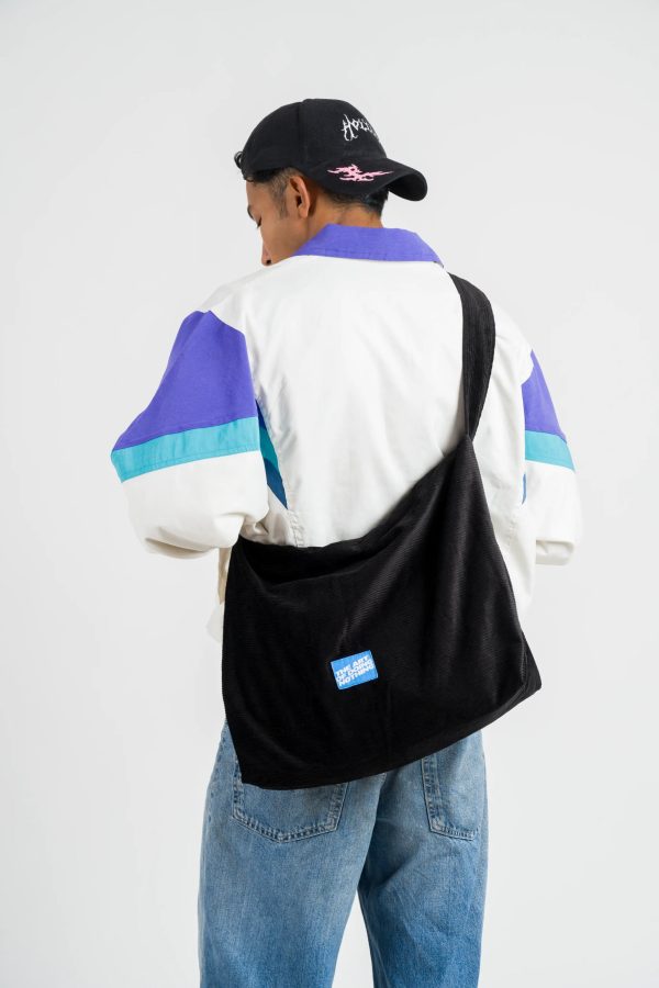 Corduroy Cross-Body Bag - Black - Image 4