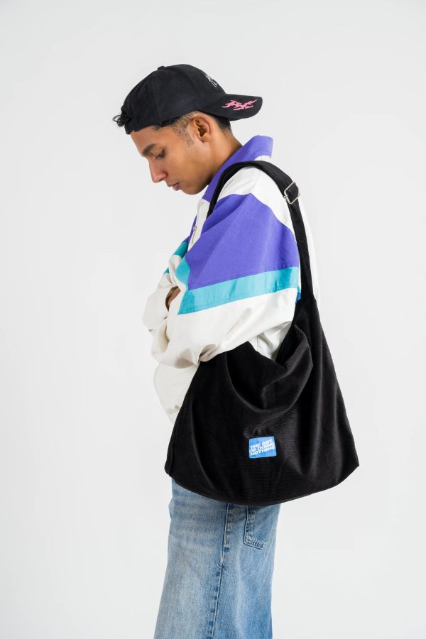 Corduroy Cross-Body Bag - Black - Image 7