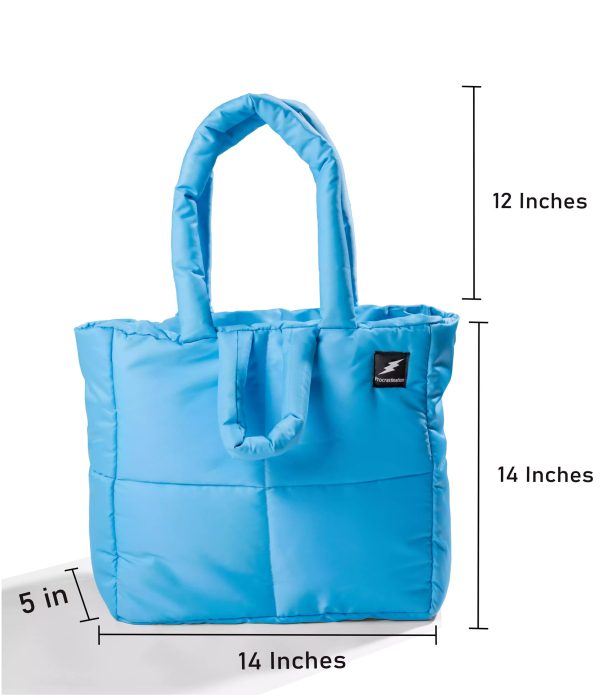 BLUE Quilted puffer Tote Bag - Image 2