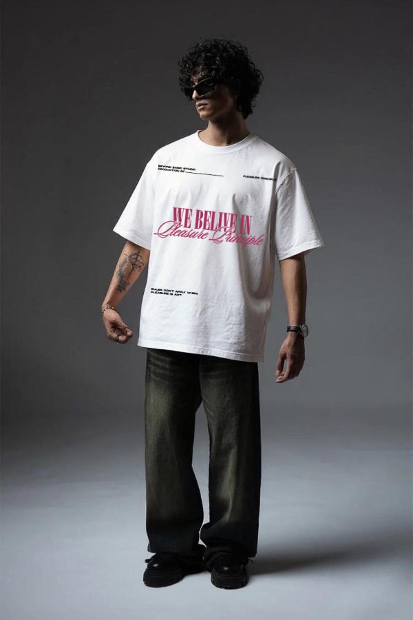 PLEASURE PRINCIPLE WHITE OVERSIZED T SHIRT - Image 3