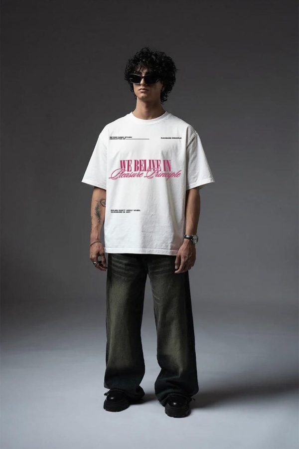 PLEASURE PRINCIPLE WHITE OVERSIZED T SHIRT - Image 4