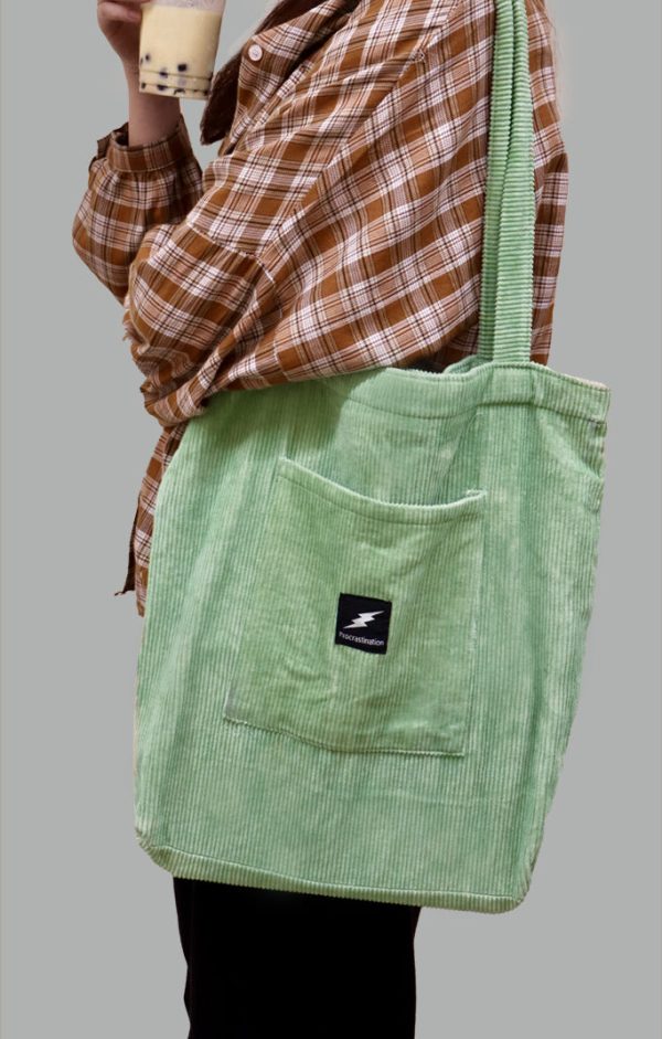 Green Corduroy Tote Bag - Image 3