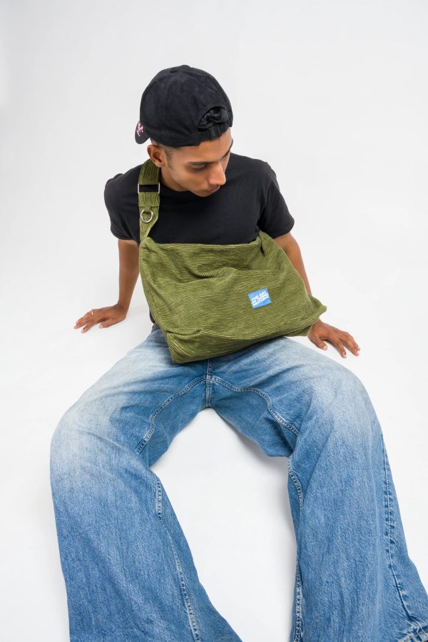 Corduroy Cross-Body Bag - Military Green - Image 4