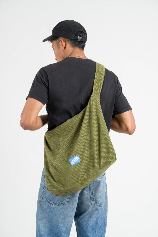 Corduroy Cross-Body Bag - Military Green - Image 3