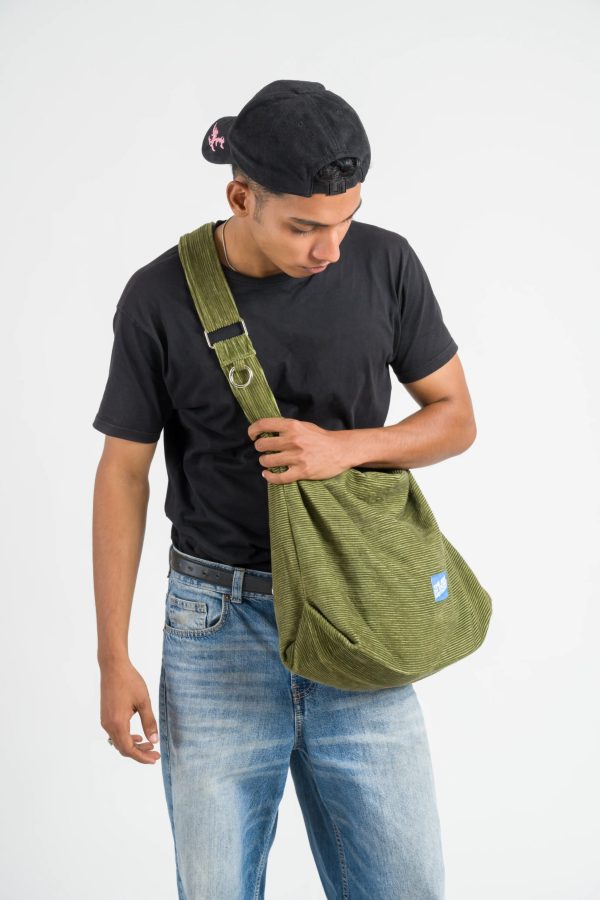 Corduroy Cross-Body Bag - Military Green - Image 8
